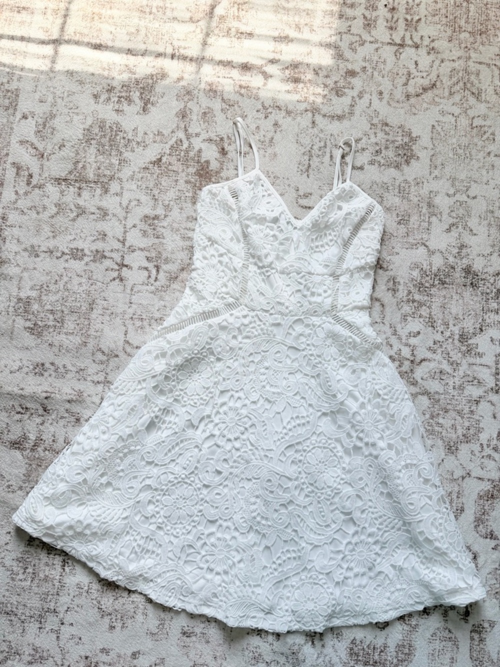 PLT White Floral Lace Spaghetti Strap Dress - Picture 2 of 6